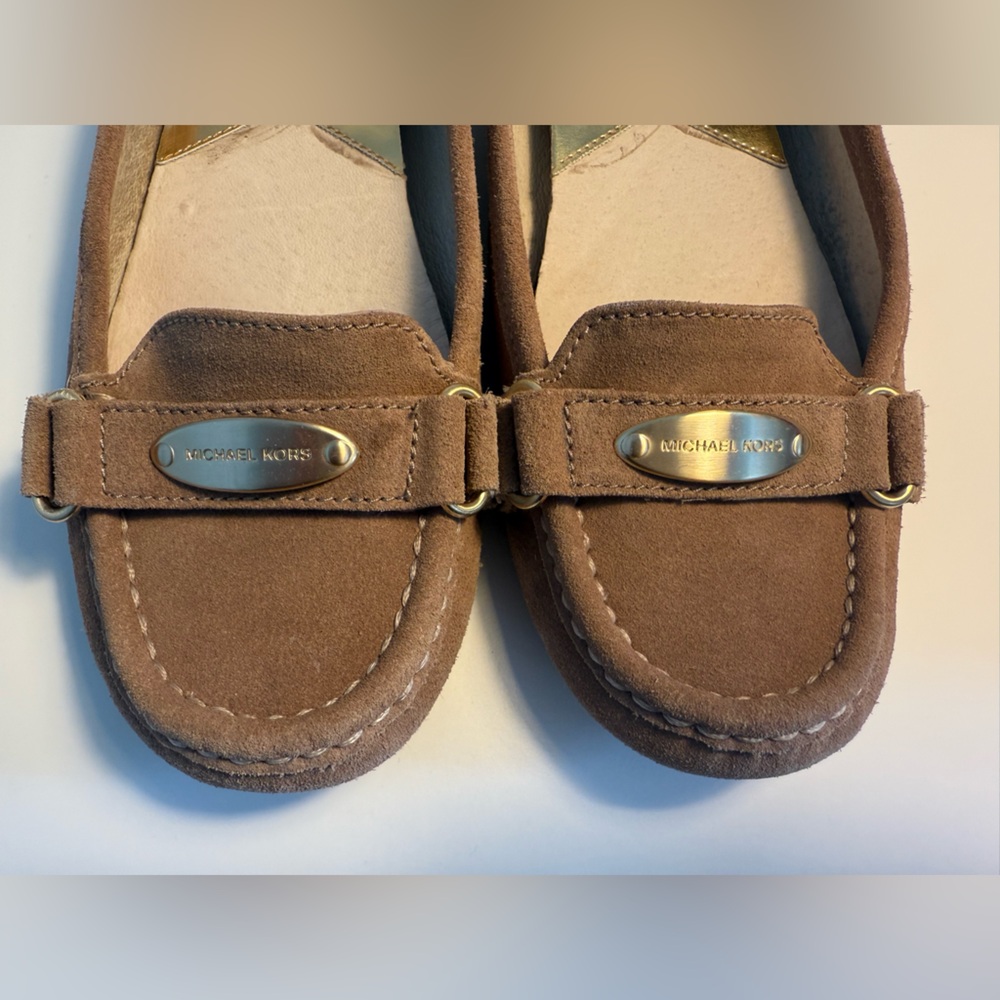 Michael Kors Brown Loafers with Gold Accents - Picture 3 of 6